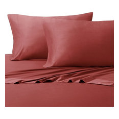 ISABELLA STANDARD PILLOWCASE SET 2 PC SET 21x30 RED TEAL FLORAL CREAM BACKGROUND