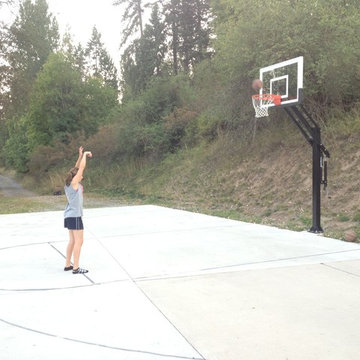 Kelly D's Pro Dunk Silver Basketball System on a 55x28 in Otis Orchards, WA