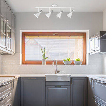 Aurora 4-Light Track Lighting, Matte White, Brushed Steel Accents