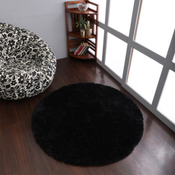 Hand Tufted Shag Polyester Area Rug Solid Brown