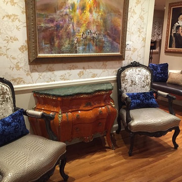 Louis XV Chairs Reupholstered with Custom  Lumbar PIllows
