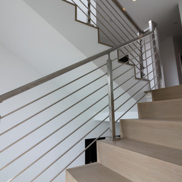 75_Modern Stairway: White O 75_ak & Stainless Steel Balustrade, McLean VA 22101