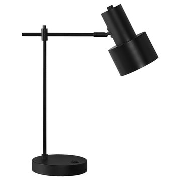 Lighting, 21"H, Table Lamp, Usb Port Included, Black Metal, Black Shade, Modern
