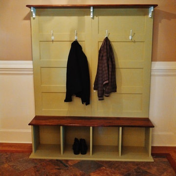 Farmhouse Entryway with Reclaimed Doors Traditional Hall Tree