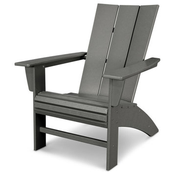Polywood Modern Curveback Adirondack Chair, Slate Gray