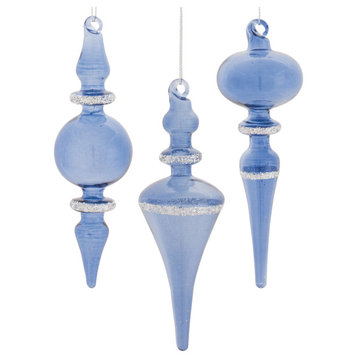 Blue Glass Finial Drop Ornament, 12-Piece Set