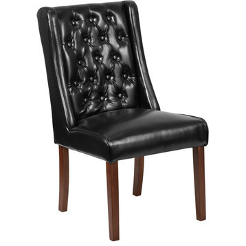 Leather Parsons Chair, Black Leather