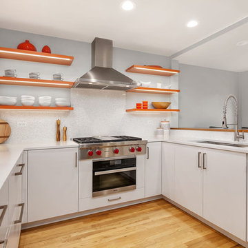Colorful, Contemporary, Orange Kitchen Design
