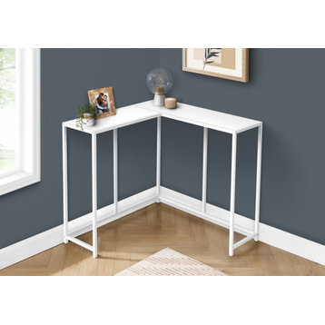 Accent Table, Console, Entryway, Narrow, Corner, Bedroom, Metal, White