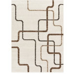 Well Woven - Well Woven Serenity Juillet Modern Squares Lines Ivory Area Rug 5'3" x 7'3" - The Serenity Collection is an exciting array of trendy geometric patterns and distressed-effect traditional designs, woven in a combination of cool, neutral tones with pops of vibrant color. The extra dense, 0.35" frieze yarn pile is low enough to fit under doors but maintains an exceptionally soft, plush feel. The yarn is stain resistant and doesn't shed or fade over time. Durable and easy to clean, these are perfect for long use in high traffic areas.