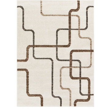 Well Woven Serenity Juillet Modern Squares Lines Ivory Area Rug 3'11" x 5'3"