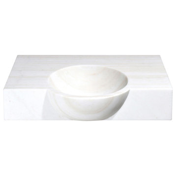 Vanity 30" Width-Curved Front, Palissandro White Marble, Stone Sink Only