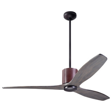 LeatherLuxe Fan, Bronze/Chocolate, 54" Graywash Blades, Wall Control