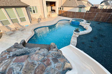 Inspiration for a rustic pool remodel in Dallas