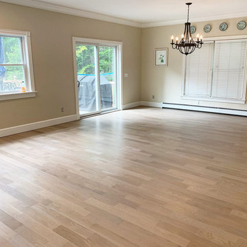 EAST QUOGUE:  4" SELECT WHITE OAK INSTALLED & FINISHED WITH CUSTOM GRAY STAIN