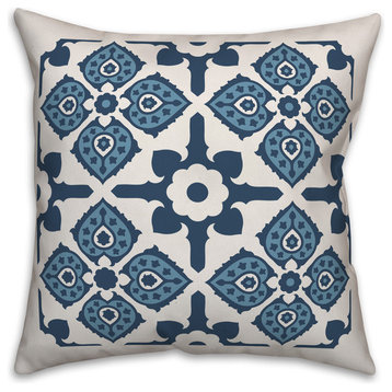 Blue Graphic Tile 20x20 Throw Pillow