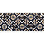 Evideco - Carmen Printed Kitchen Runner Mat 47" x 20" Black and Beige Tile Design - *Elegant Tile Ceramic Design: black and beige gold patterns create a luxurious look, adding sophistication to any kitchen decor.