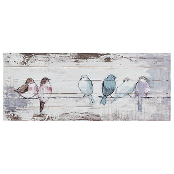 Madison Park Perched Birds Hand Painted Wood Plank Panel Wall Decor