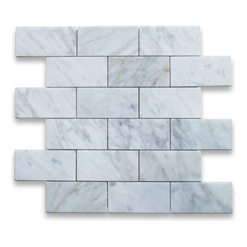 Carrara Marble 2x4 Subway Brick Mosaic Tile Polished Venato Carrera, 1 sheet