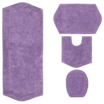 Waterford Collection 4-Piece Bath Rug With Lid Cover, Purple
