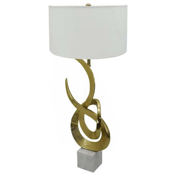 Saga 1 Light Table Lamp, Gold and White