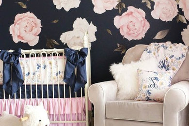Nursery - large contemporary girl nursery idea in Austin