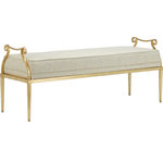 Currey and Company - Genevieve Bench - Grecian Gold, Shimmer - The Genevieve Bench from Currey & Company would be a great glam addition to your home.  The design of this glam piece makes it a statement piece for years to come.  The wrought iron paired with the grecian silver finish makes for a quality piece of furniture.