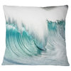 Massive Blue Waves Breaking Beach Seashore Throw Pillow, 16"x16"