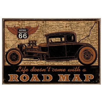Road Map - Automobile, Birch Wood Print