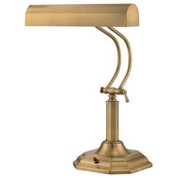 Piano Mate 2 Light Desk Lamp, Antique Brass