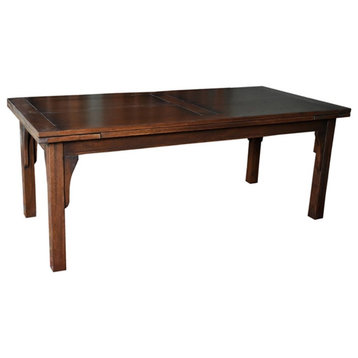 Crafters and Weavers Arts and Crafts Solid Wood Stow Leaf Dining Table in Walnut