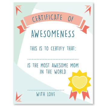 Certificate of Awesomeness, Best Mom Certificate, Personalized Card Mom, 5"x7"