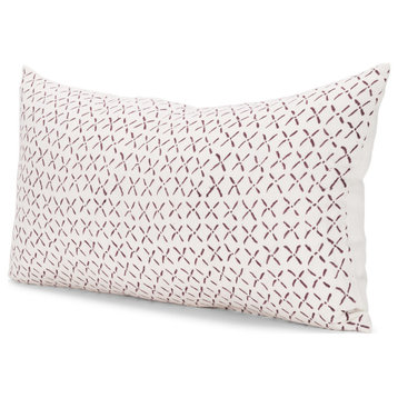 Jayden Cream With Merlot Print Linen Lumbar Decorative Pillow Cover