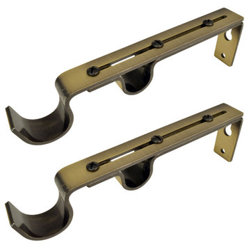 Double Wall Brackets for 22/25/28mm Front and 16/19mm 6.5"-9" Pair Antique Brass