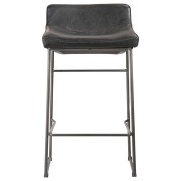 Counter Stool Onyx Black Leather Black Contemporary