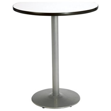 KFI 36" Round Bar Height Breakroom Table - White Linen - Round Silver Base