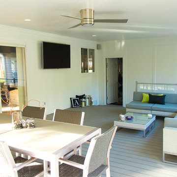 Contemporary Outdoor Room and Fire Pit Area