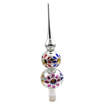 Christina's World Colored Flowers & Reflectors Tree Topper Finial Silver Fin994