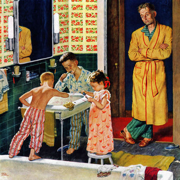 "Brushing Their Teeth" Painting Print on Canvas by Amos Sewell
