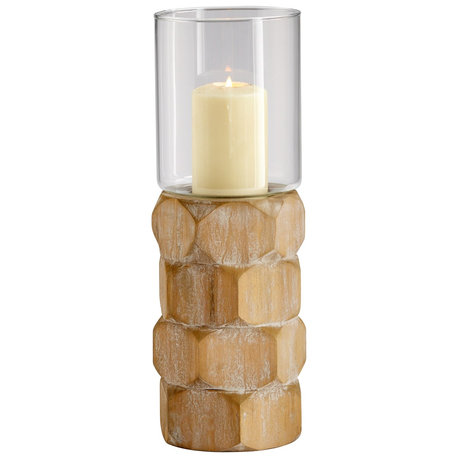 Cyan Large Hex Nut Candleholder 04741, Natural Wood