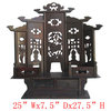 Chinese Antique Flower Bird Carving Mini Buddha Display Cabinet