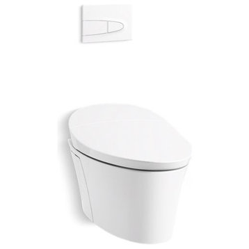 Kohler Veil Intelligent Toilet & Actuator Plate, Less In-Wall Tank, White