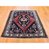 Navy Blue New Persian Mazlagan Pure Wool Hand Knotted Oriental Rug, 4'6" x 6'6"