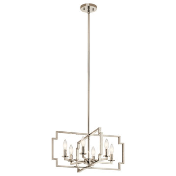 Kichler 44128 Downtown Deco 6 Light 22"W Taper Candle Chandelier - Polished