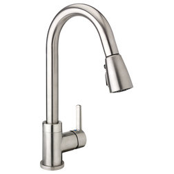 Transitional Kitchen Faucets Belanger Pull-Down Single Handle Kitchen Faucet, Brushed Nickel