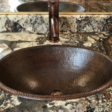 19" Oval Self Rimming Hammered Copper Sink (LO19RDB)