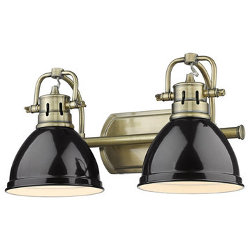 Golden Duncan 2-Light Bath Vanity 3602-BA2 AB-BK, Aged Brass