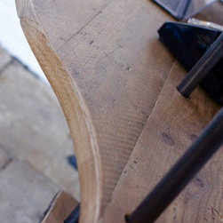 Brooks Reclaimed Scaffolding Board Curved Desk & Shelves with Pipe Supports - Desks & Writing Bureaus