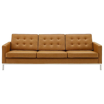 Modway Furniture Loft Tufted Upholstered Sofa, Silver Tan -EEI-3385-SLV-TAN