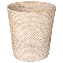 Kouboo La Jolla Rattan Round Waste Basket with Plastic Insert & Lid, Honey Brown